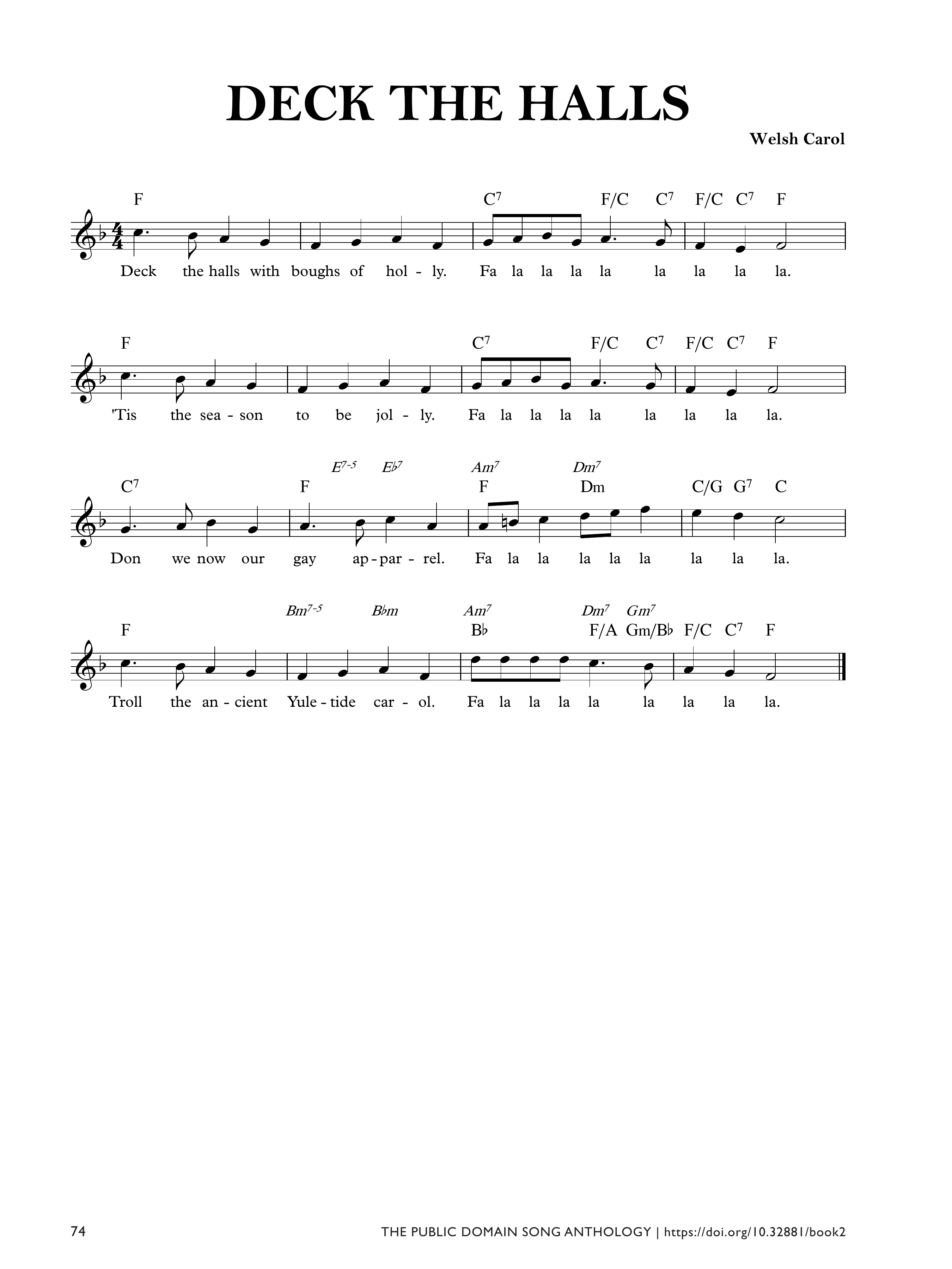 Page from Public Domain Song Anthology — p. 74